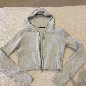 Brandy Melville Ribbed Zip-Up Hoodie